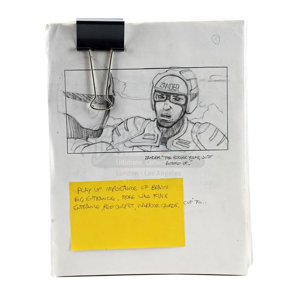 Lot # 359: STARSHIP TROOPERS (1997) - Extensive Set of 100+ Page Hand-Drawn Storyboards for Brain Bu