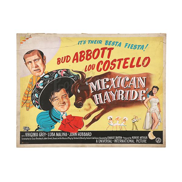 Lot # 448: ABBOTT AND COSTELLO: MEXICAN HAYRIDE (1948) - Hand-painted U.K. Quad Poster Concept Artwo