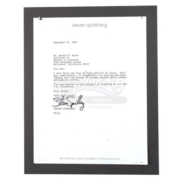 Lot # 455: ACKERMAN COLLECTION, THE - Steven Spielberg-Signed Letter