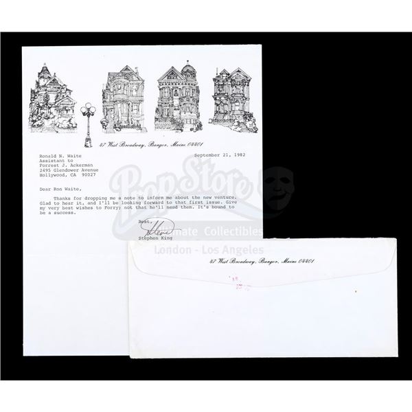Lot # 456: ACKERMAN COLLECTION, THE - Stephen King-Signed Letter with Envelope