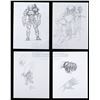 Image 1 : Lot # 471: AVP: ALIEN VS. PREDATOR (2004) - Four Hand-Drawn Predator and Predalien Concept Sketches