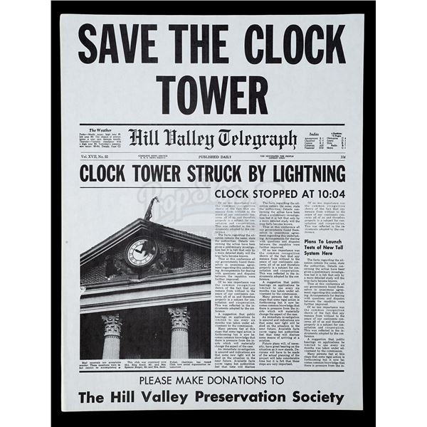 Lot # 487: BACK TO THE FUTURE (1985) - Save The Clock Tower Flyer