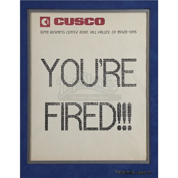 Lot # 490: BACK TO THE FUTURE PART II (1989) - Marty McFly's (Michael J. Fox) Framed Termination Fax