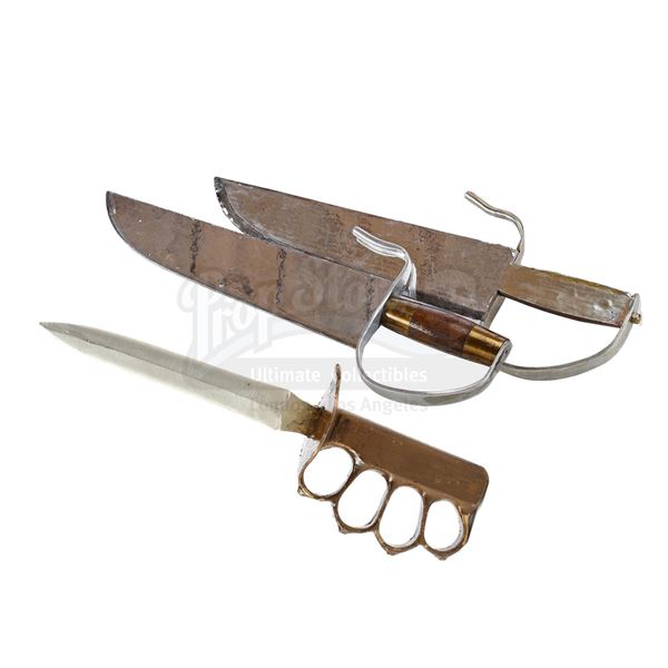 Lot # 537: BIG TROUBLE IN LITTLE CHINA (1986) - Set of Wing Kong and Chang Sing Knives