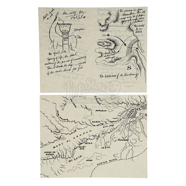 Lot # 780: INDIANA JONES & THE LAST CRUSADE (1989) - Two Production-Made "Maps" Grail Diary Pages