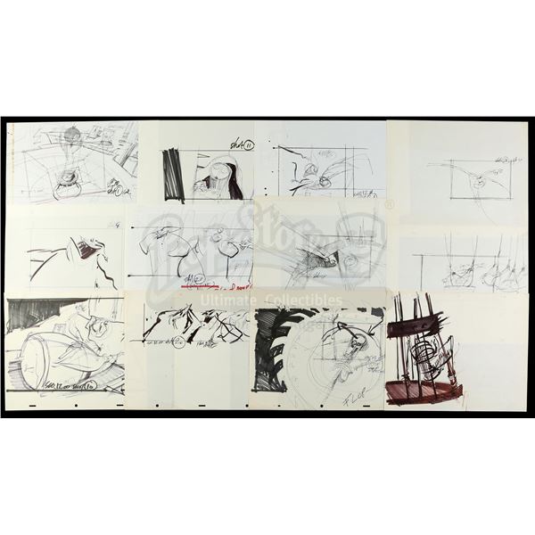 Lot # 922: THE NIGHTMARE BEFORE CHRISTMAS (1993) - Set of 12 Hand-Drawn Oogie Boogie Concept Illustr