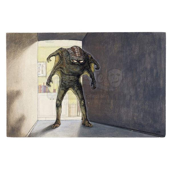 Lot # 1003: RON COBB ARTWORK -  Hand-Painted Ron Cobb Four-Armed Alien Illustration