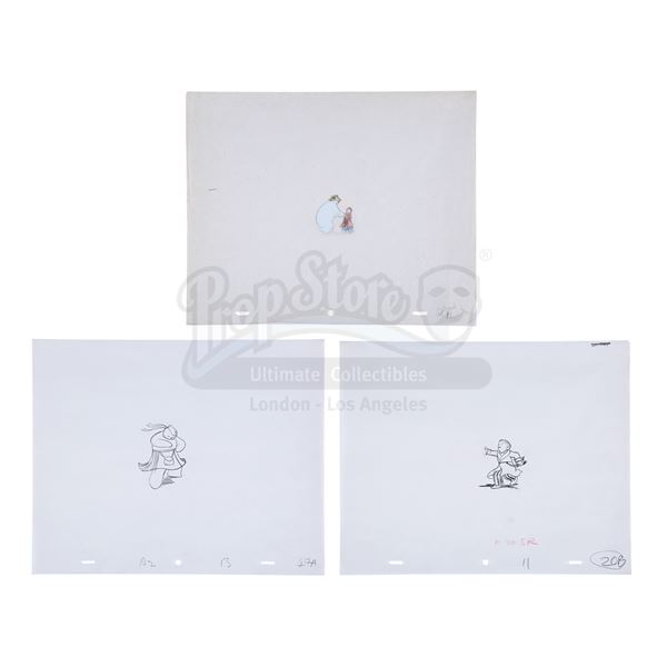 Lot # 1033: THE SNOWMAN (1982) - Dance Sequence Animation Hand-Painted Cel and Two Pencil Sketches