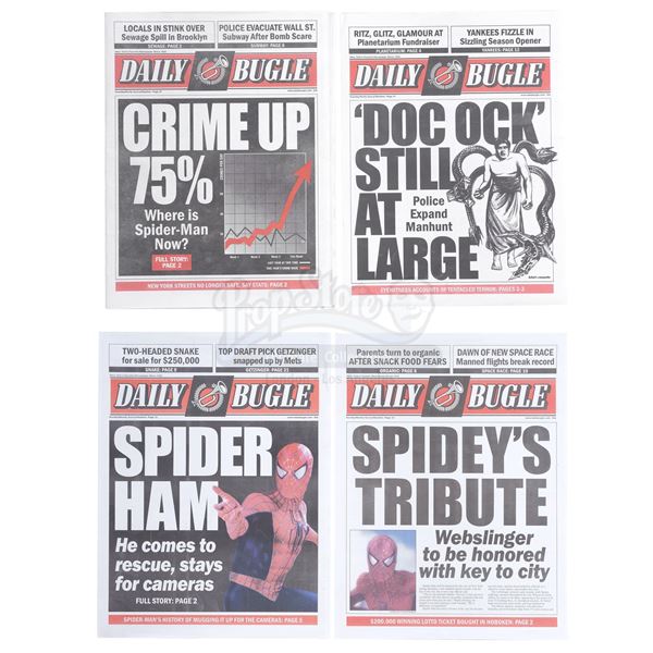 Lot # 1044: SPIDER-MAN 2 (2004) -  Crime Up  Daily Bugle Newspaper with Three Additional Covers