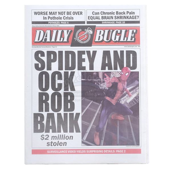 Lot # 1046: SPIDER-MAN 2 (2004) - "Spidey and Ock Rob Bank" Daily Bugle Full Newspaper