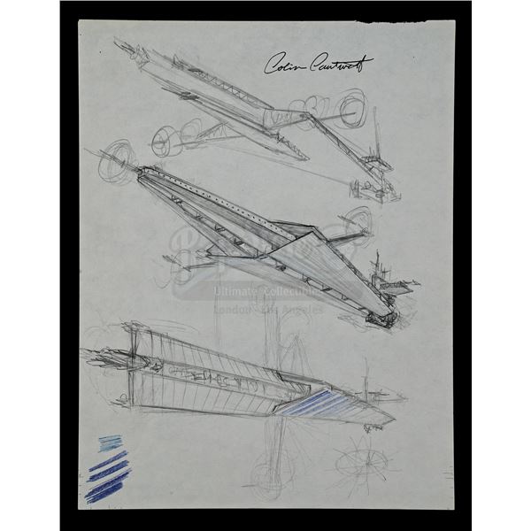 Lot # 1147: STAR WARS - EP IV - A NEW HOPE (1977) - Hand-Drawn Early Star Destroyer Concept by Colin