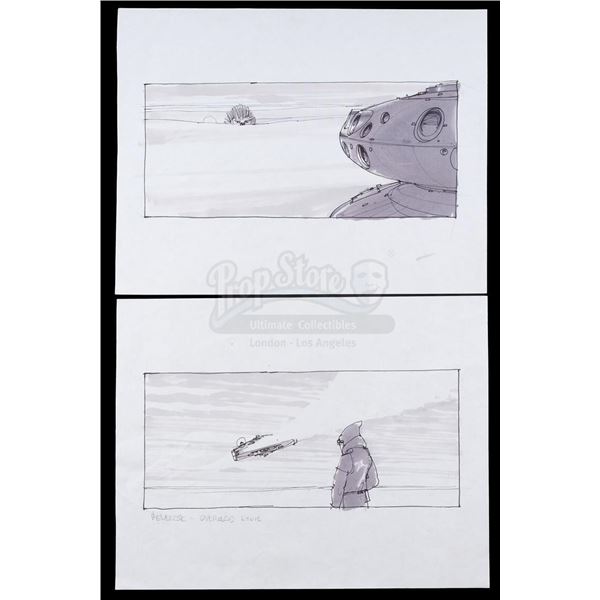 Lot # 1168: STAR WARS - EP V - THE EMPIRE STRIKES BACK (1980) - Pair of Hand-Drawn Hoth Storyboards