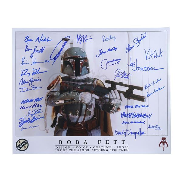 Lot # 1184: STAR WARS - EP V - THE EMPIRE STRIKES BACK (1980) - Crew-Autographed Boba Fett Promo Pho