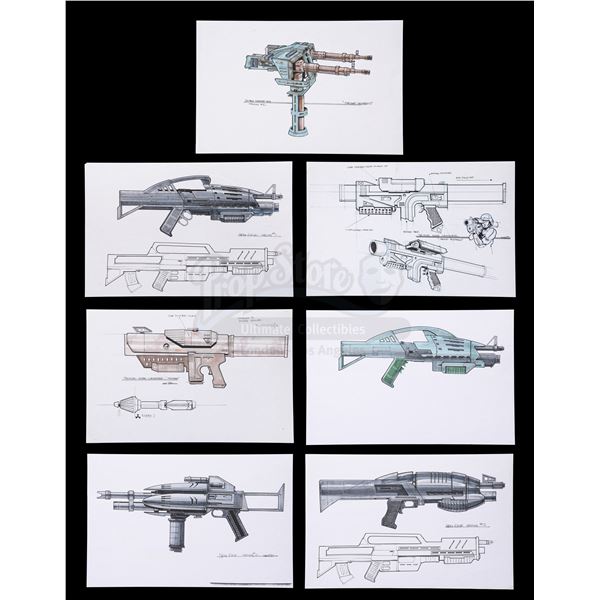 Lot # 1248: STARSHIP TROOPERS (1997) - Collection Of Hand-Painted and Hand-Drawn Concepts for Weapon