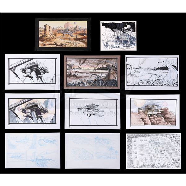 Lot # 1250: STARSHIP TROOPERS (1997) - Hand-Painted and Hand-Drawn Concepts For Battle Station and A