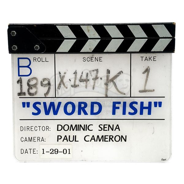 Lot # 1272: SWORDFISH (2001) - "B" Camera Clapperboard