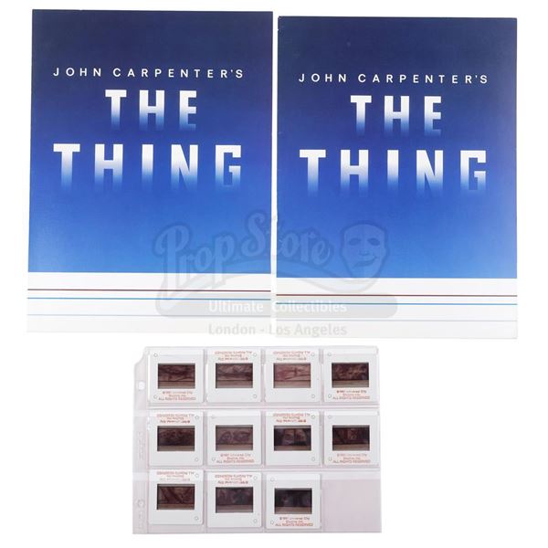 Lot # 1285: JOHN CARPENTER'S THE THING (1982) - Two Promotional Folders and 11 Slides with Storyboar