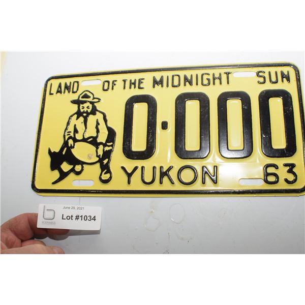 SCARCE 1963 VINTAGE YUKON TERRITORIES LICENSE PLATE SAMPLE PLATE