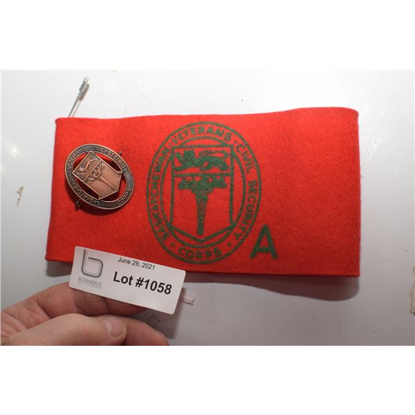 SASKATCHEWAN VETERANS CIVIL CORPS CAP BADGE AND ARM BAND