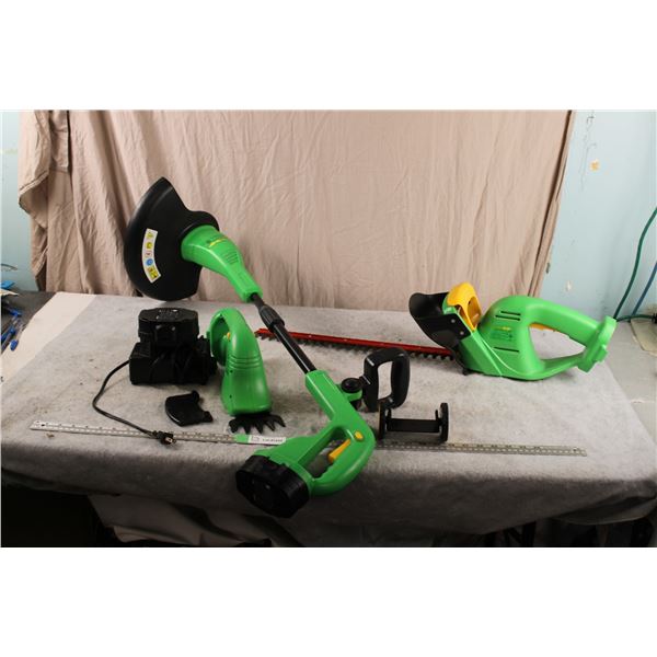 Battery Powered Weed Whacker + hedge Trimmer + grass shears (working)