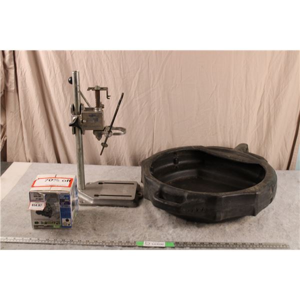 vintage drill press frame (aluminum?) Diaphram Pump Repair Kit + Oil change pan