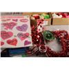 Image 6 : Plastic Tote filled with Christmas + Valentines Decorations
