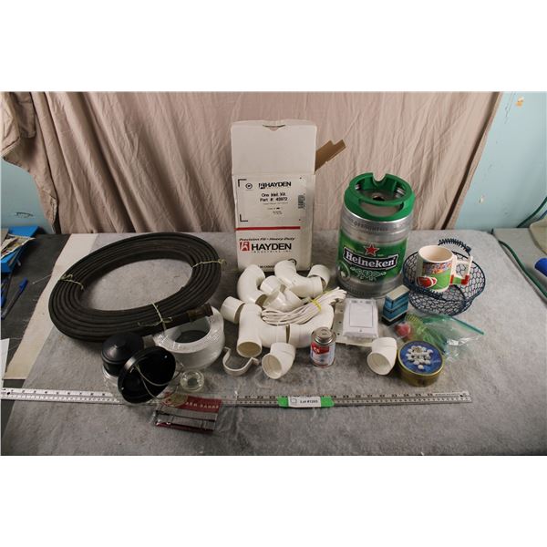 Garden Hose + Plumbing Inlet Kit + minikeg + misc