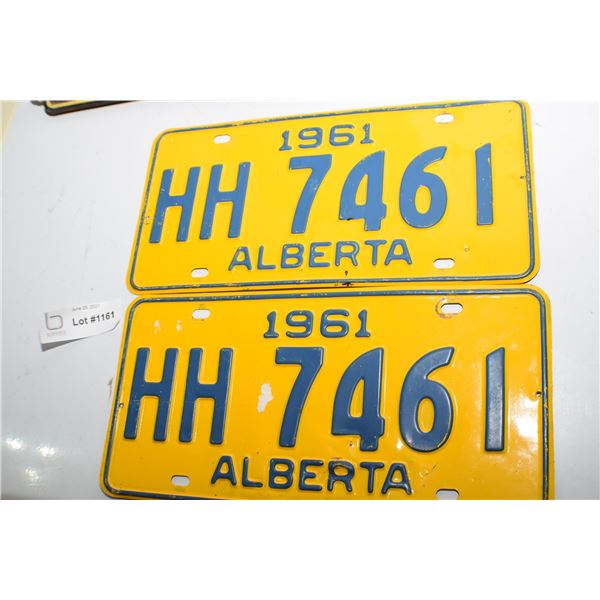 1961 ALBERTA LICENSE PLATE SET