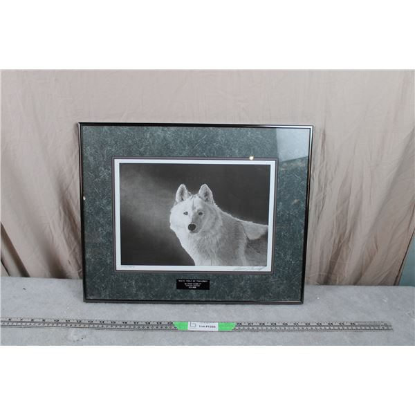 Framed "White Wolf Of Thompson" Limited Edition #'d Print by Owen Garratt (Sask Artist)