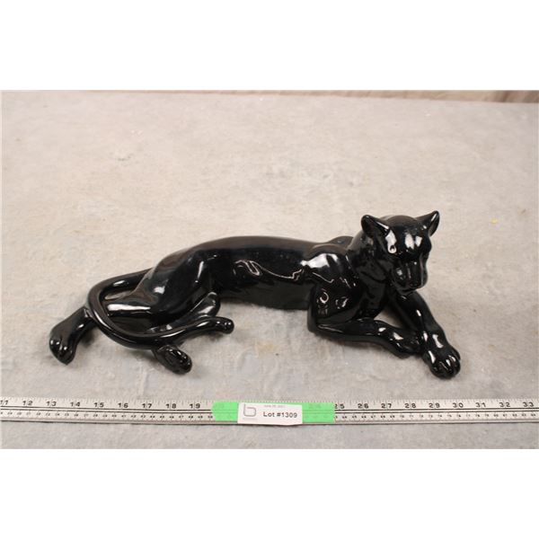 Black Panther Ornament - "Syringa" initials "NS" - measures 18" long x 7" tall