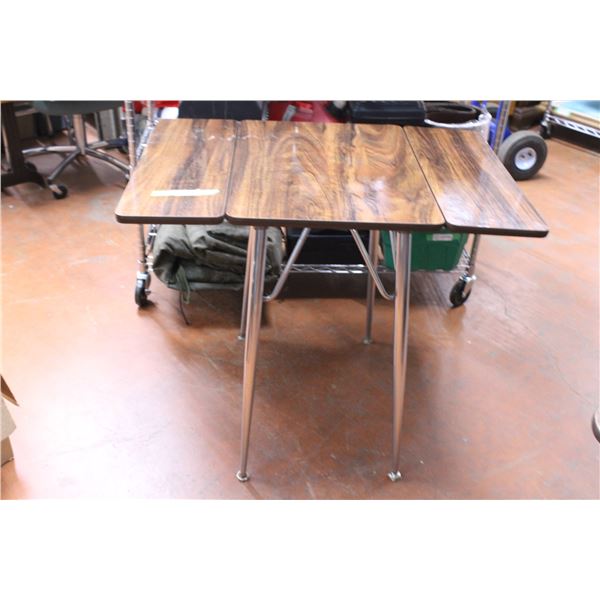 Vintage Drop-Fold down table Woodgrain with Metal Legs - good condition 36" long x 24" wide x 30" H
