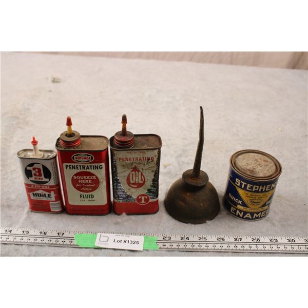vintage penetrating oil cans (with contents) + oilers