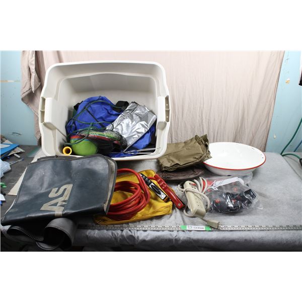Tote with Heavy Duty Boost cables, Shoe cleats, + misc items