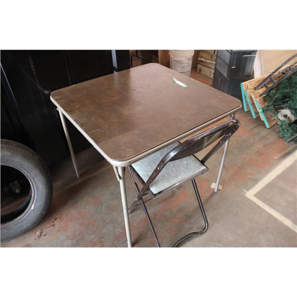 Card Table with 1 Metal Chair 30" x 30"