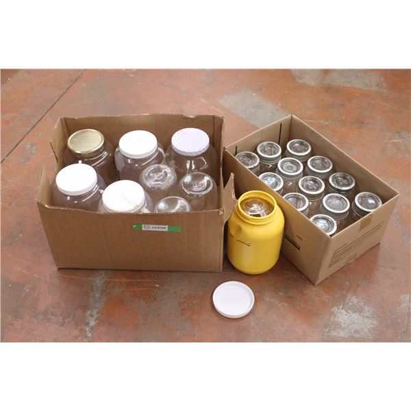 2 Boxes of Canning Jars with Glass Lid Tops