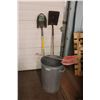 Image 1 : (3) Garden Tools and Garbage Can