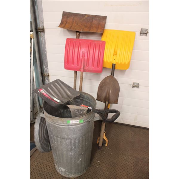 Snow Scoop Spade and Garbage Can