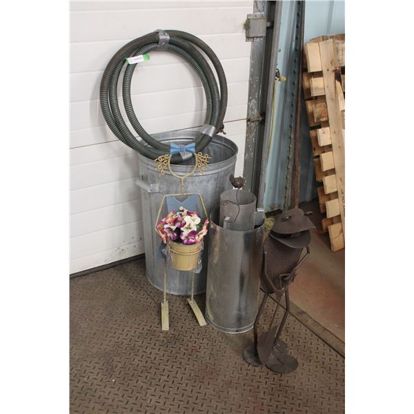 Misc Lot of Chimney Stand Frog Hose Trash Can