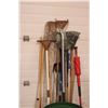 Image 2 : Lot of Garden Items Rakes Extension Broom Boat Oars Garbage Can
