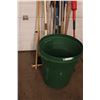 Image 4 : Lot of Garden Items Rakes Extension Broom Boat Oars Garbage Can