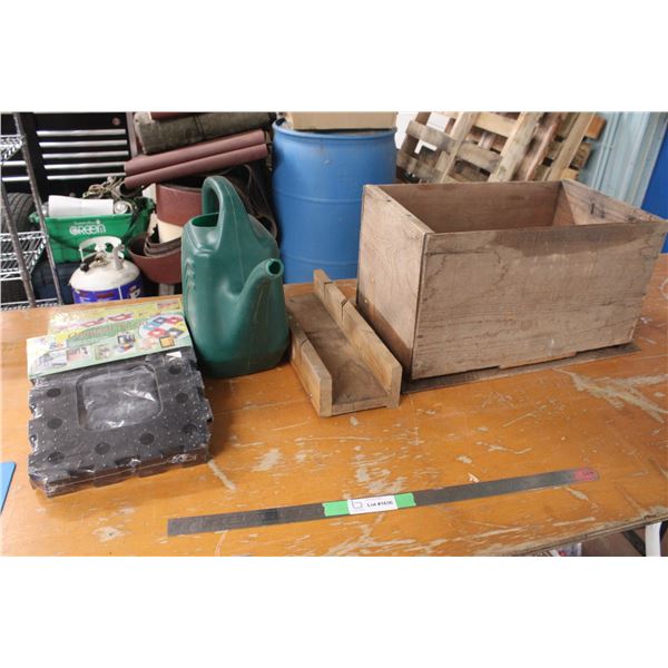 Wooden Box Watering Can Misc