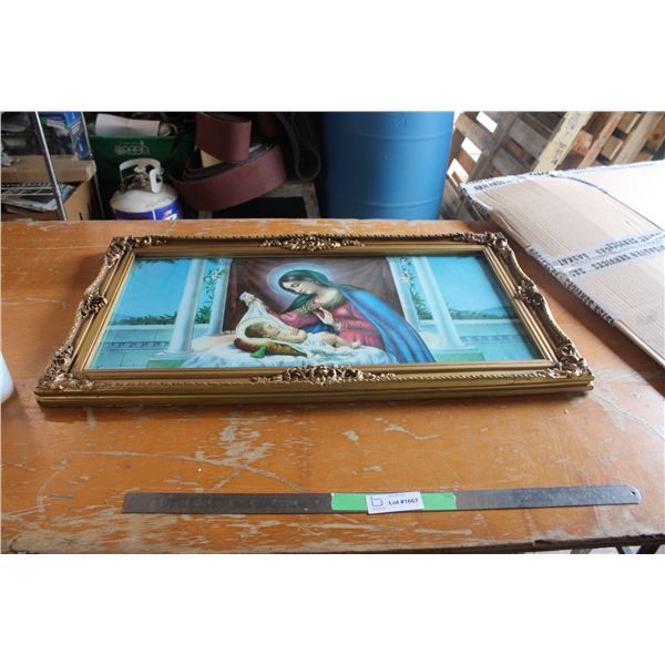 Religious Picture in Frame 32" x 18"