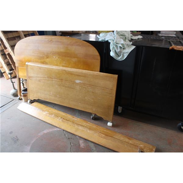 Blonde Wood Dresser Head Board Foot Board and Desk