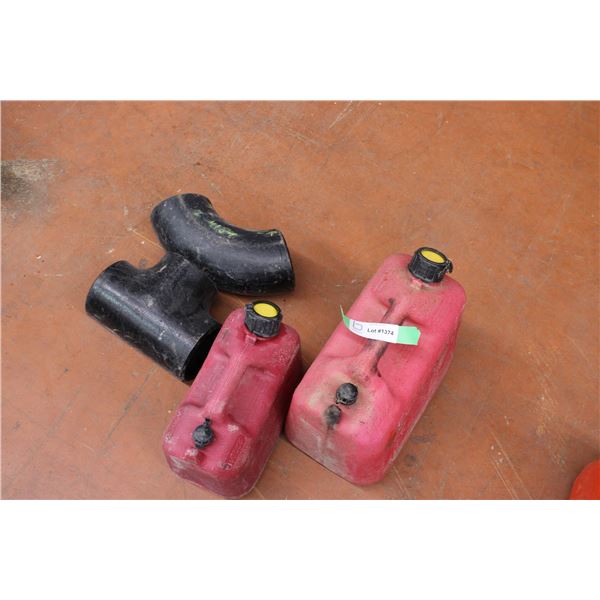 2 Gas Cans and 2 Steel Fittings