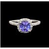 Image 2 : 14KT White Gold 1.11 ctw Tanzanite and Diamond Ring