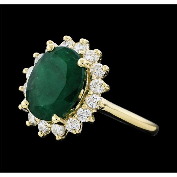 4.52 ctw Emerald and Diamond Ring - 14KT Yellow Gold