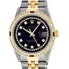 Image 2 : Rolex Mens 2 Tone Black String Diamond & Ruby 36MM Diamond Datejust Wristwatch