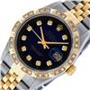 Image 8 : Rolex 2T Blue Vignette Pyramid Diamond Oyster Perpetual Datejust 36MM