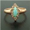 Image 2 : 10K Rose Gold Marquise Turquoise .30 ctw Diamond Solitaire Ring