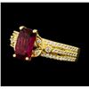 Image 1 : 1.50 ctw Pink Tourmaline And Diamond Ring - 18KT Yellow Gold